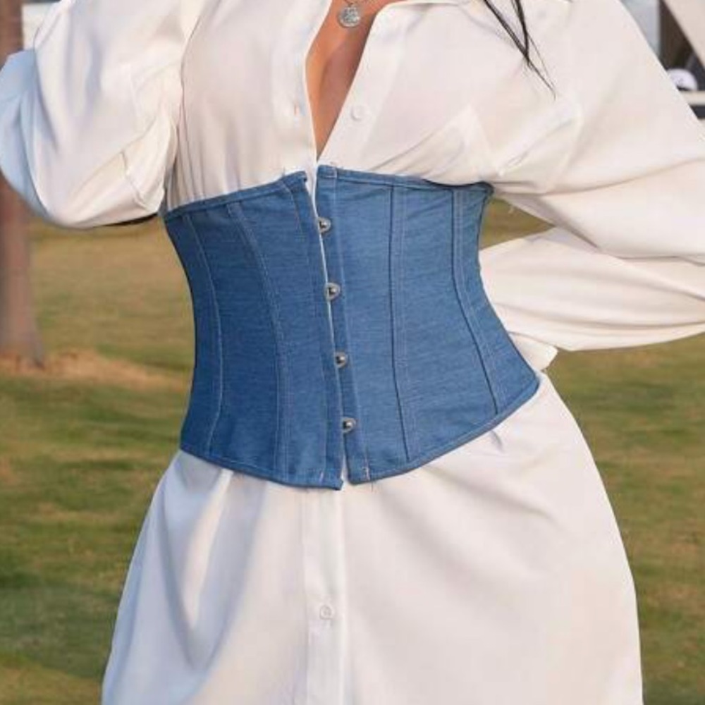 lace up back denim corset